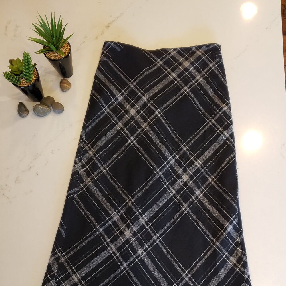 Ankle Length Wool Plaid Skirt